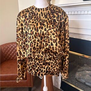 Escada Leopard Print Long Sleeve Top - Brown/Black/Gold